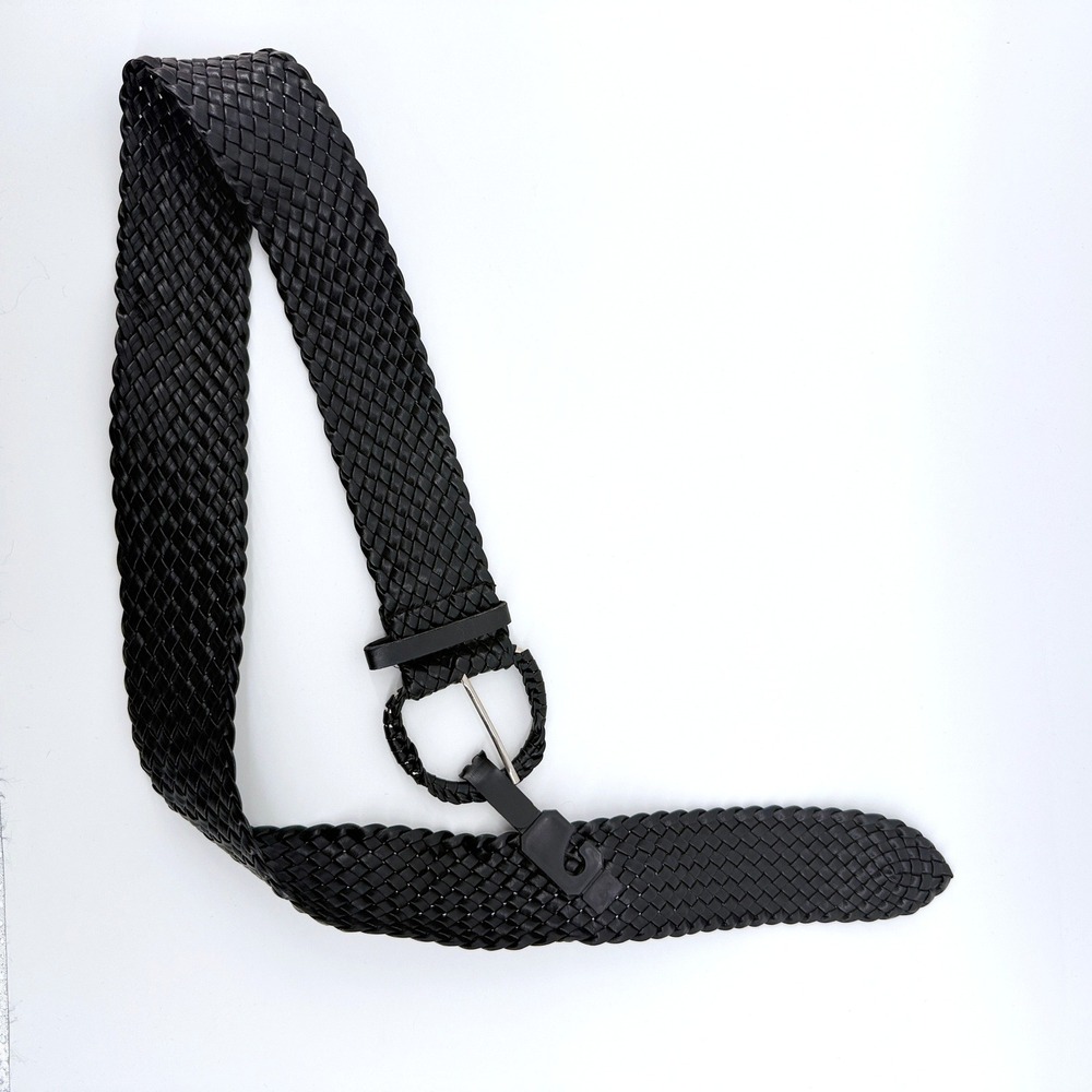 Wovenโ Y2K Belt Braided Wide Round Buckle Black Women Boho Cinch Belt